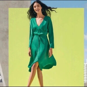 Cushnie for Target Women’s Sz 2 Faux Wrap Asymmetrical Hem Midi Dress Green NWOT